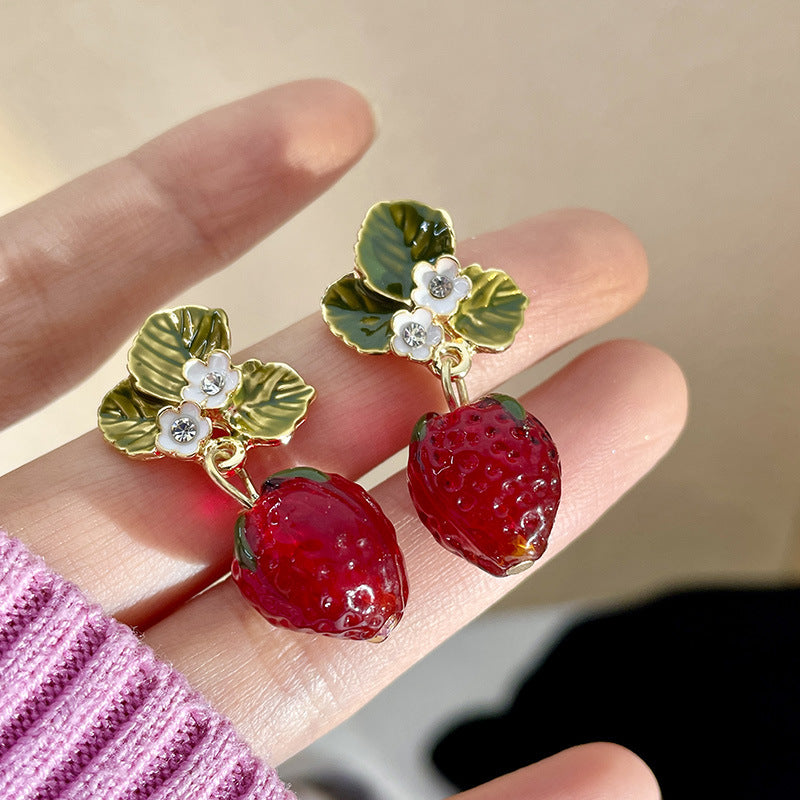 Alloy Fruit Strawberry Earrings MIC-DieD008