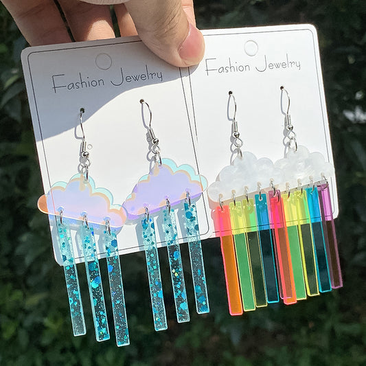 Acrylic Rainbow Colorful Weather Earrings (Minimo de compra 2) MYA-ManT024