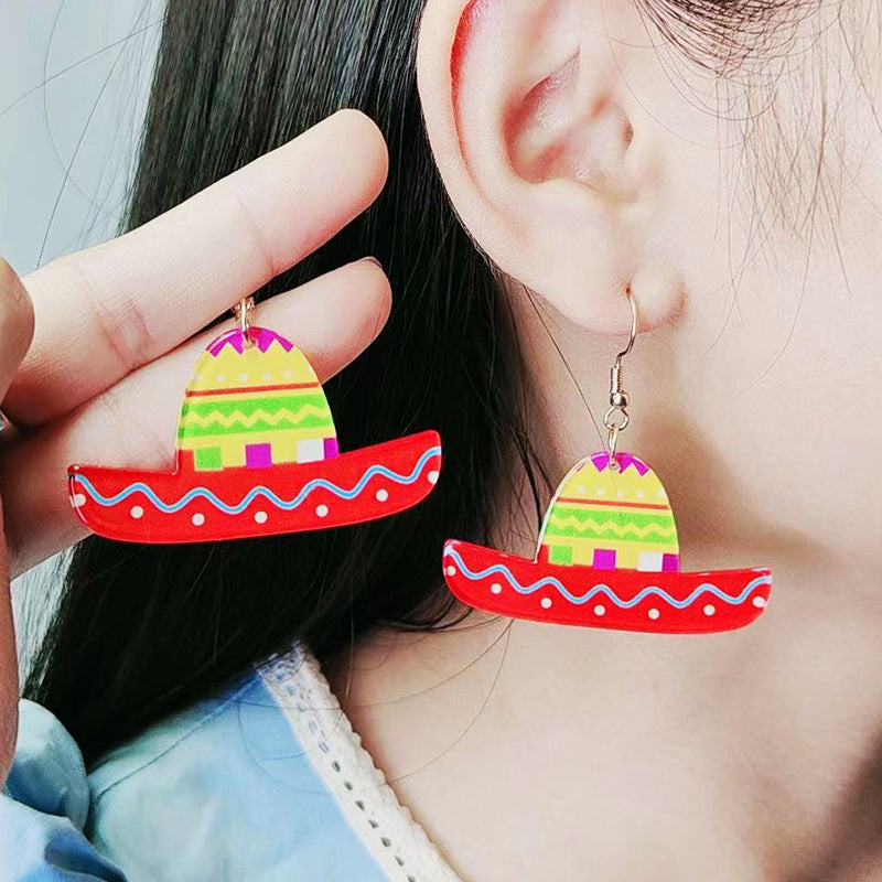 Acrylic Rainbow Boat Earrings MIC-DuA086