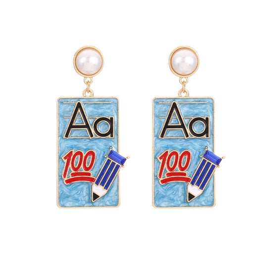 Alloy Dropping Oil Number Letter Earrings MIC-ManY007