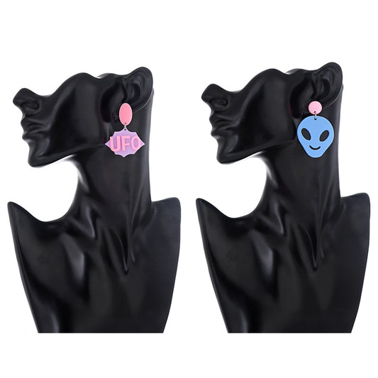 Acrylic cartoon alien UFO earrings MIC-XiY003