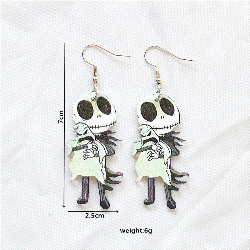 Acrylic Ghost Ring Skull Earrings MIC-XieN067