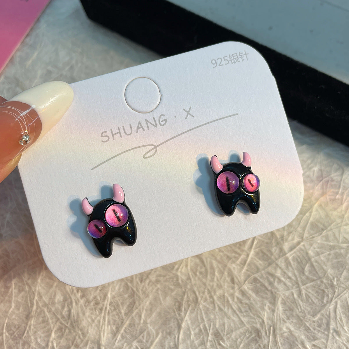 Alloy heterochromatic cute little monster earrings MYA-ShuangX050