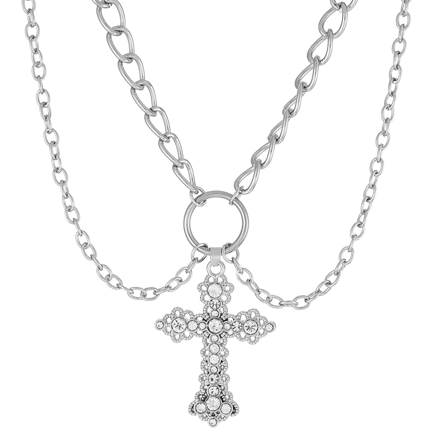 Alloy Pearl Cross Necklace MIC-MiaoY049