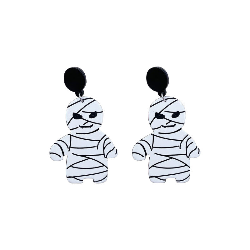 Acrylic Halloween Mummy Earrings (Minimo de Compra 3) MIC-OuG049