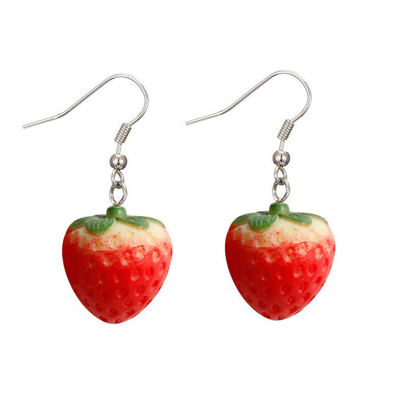 Resin personalized sweet strawberry earrings MIC-XunT007