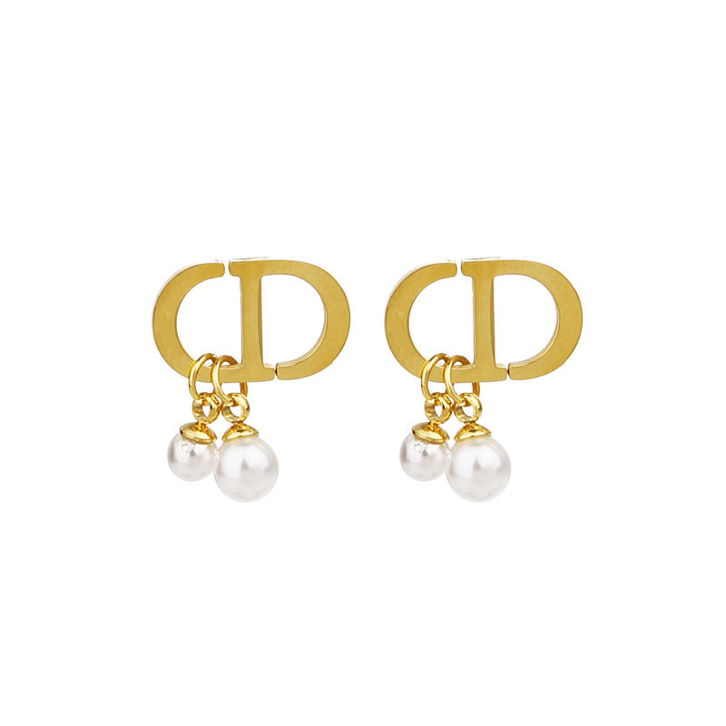 earrings stainless steel pearl stud earrings JinMei003