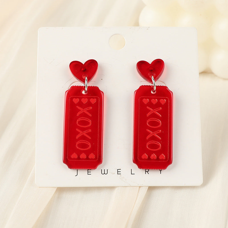 Acrylic Love XOXO Earrings (Minimo de Compra 2) MIC-YueZ003