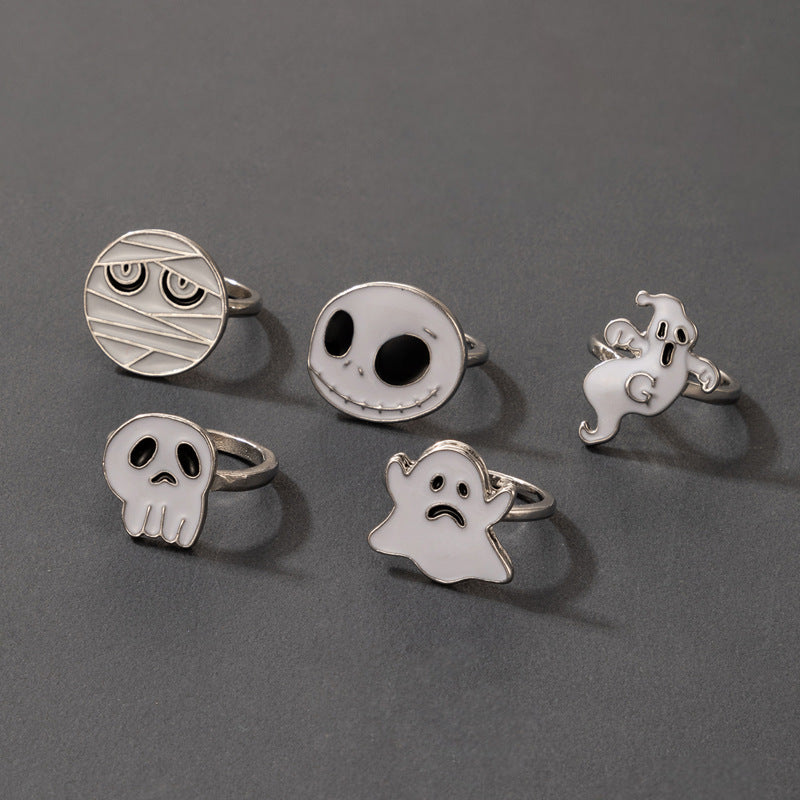 Rings Alloy Skull Halloween Five Piece Set C008