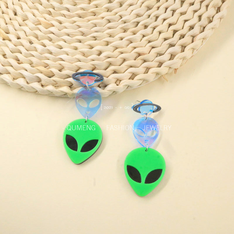 Acrylic Alien UFO Earrings （Minimo de compra 2） MIC-OuG014