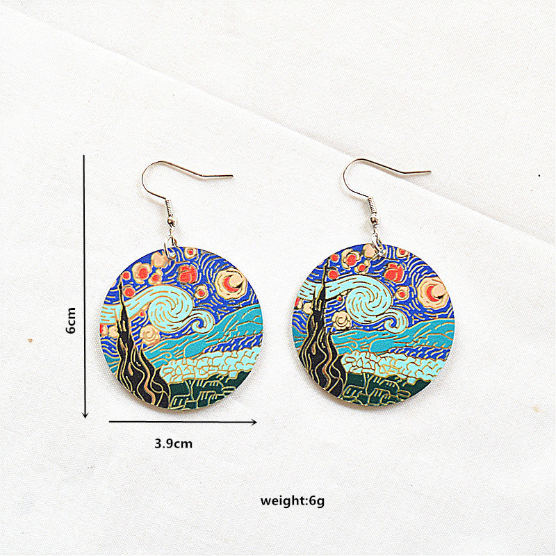 Acrylic Van Gogh artwork element earrings MIC-XieN061