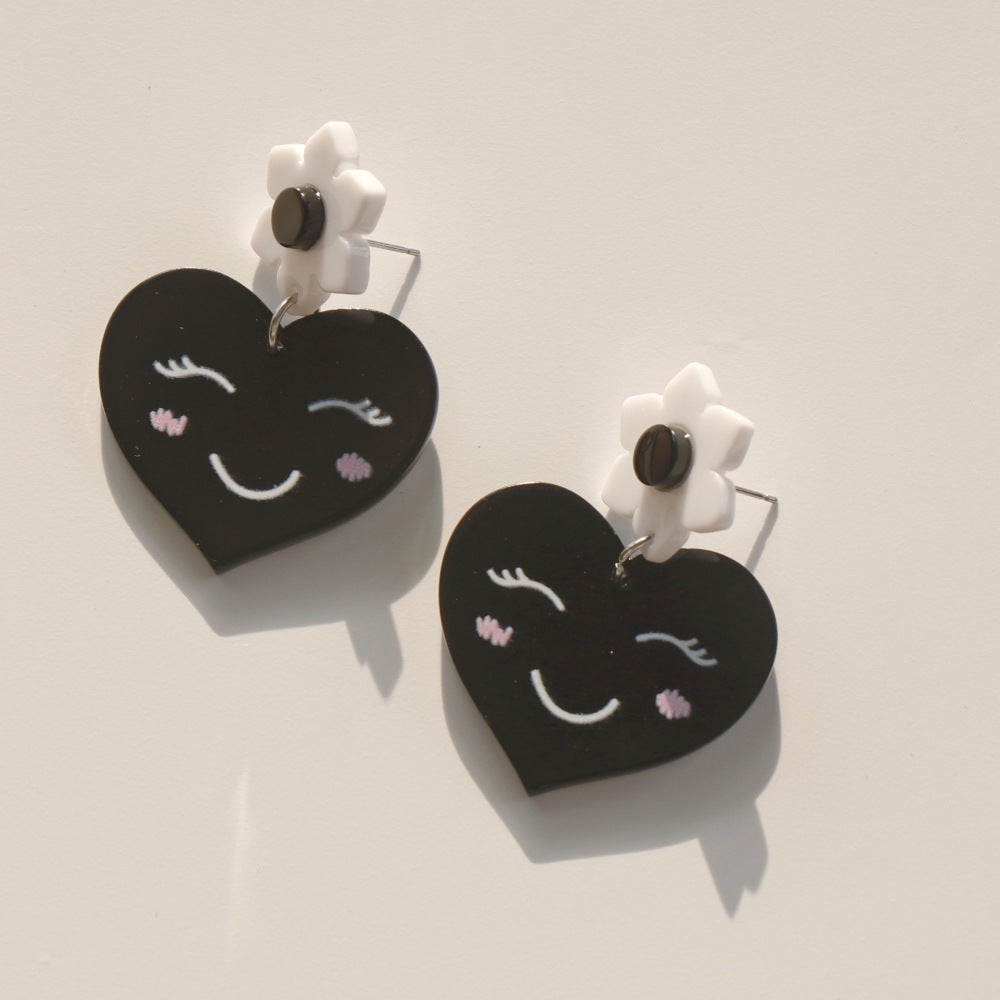 Alloy black and white heart-shaped skull earrings (Minimo de Compra 2) MIC-JuH056