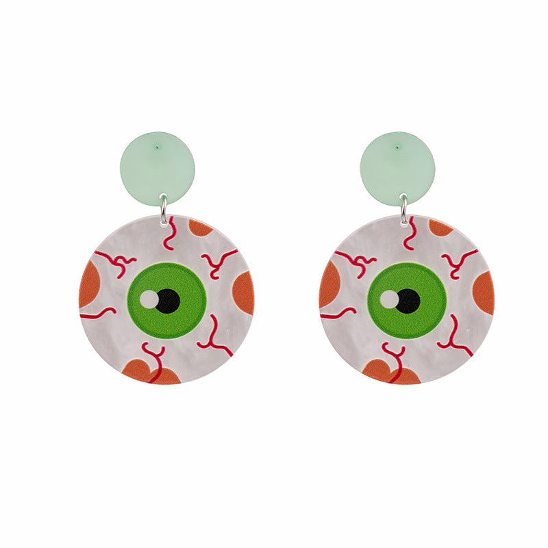 Acrylic Halloween Fun Pumpkin Head Earrings MIC-MDD048