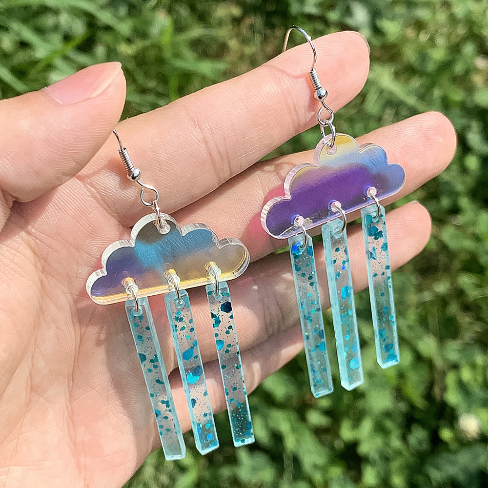 Acrylic Rainbow Colorful Weather Earrings (Minimo de compra 2) MYA-ManT024