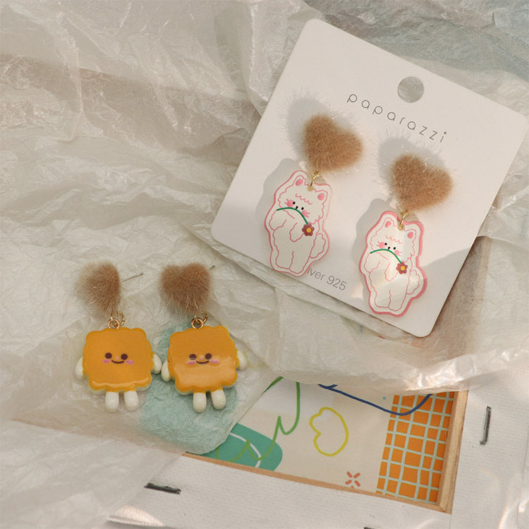 Acrylic Cat Biscuit Earrings MIC-QingJ020