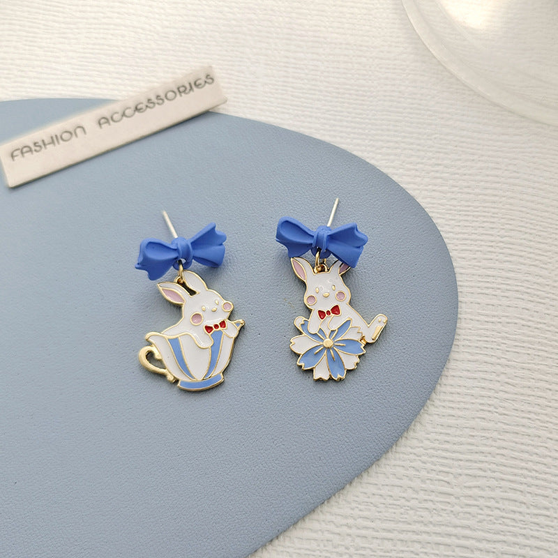 Alloy bow rabbit earrings (Minimo de Compra 2) MYA-BLD057