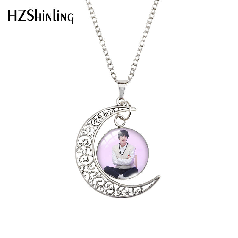 Alloy Moon Time Gem Necklace MYA-XiangL021