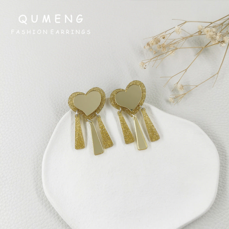 Acrylic Love Gold Sequin Earrings (Minimo de Compra 2) MYA-QingM020