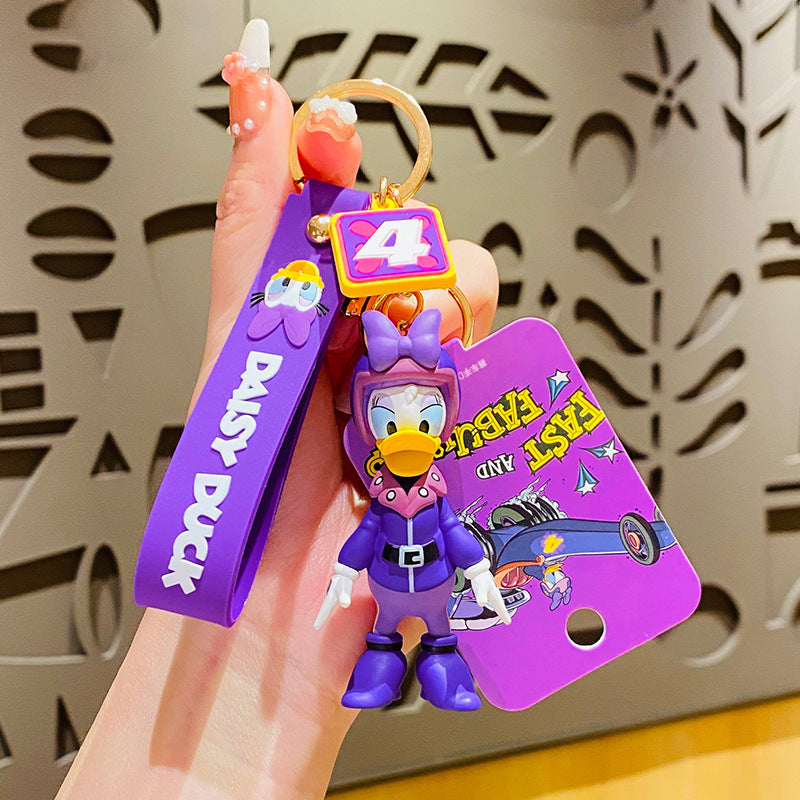 PVC cartoon racing driver trend keychain MIC-HongL001