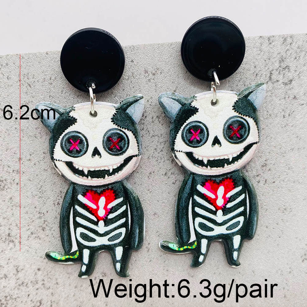 Acrylic Halloween Ghost Skull Earrings (Minimo de Compra 2) MIC-ChenY016