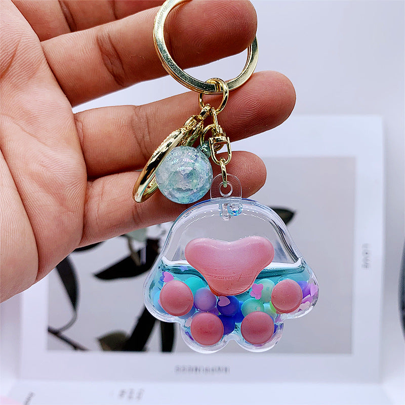 Keychains For Backpacks acrylic sakura cat claw into oil keychain MOQ≥2 DMF011