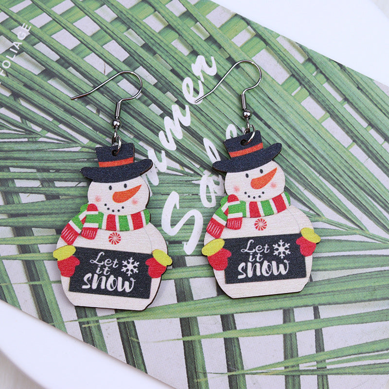 Acrylic Santa Claus Elk Snowman Earrings MYA-DuA071