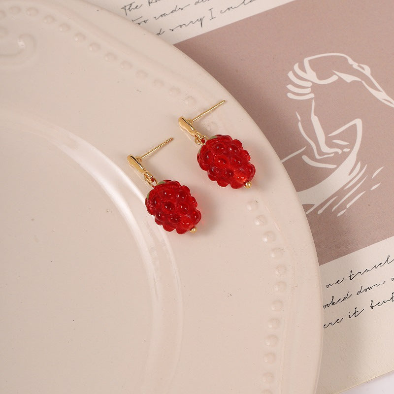 Alloy Strawberry Grape Tassel Earrings (Minimo de compra 2) MIC-KuL010