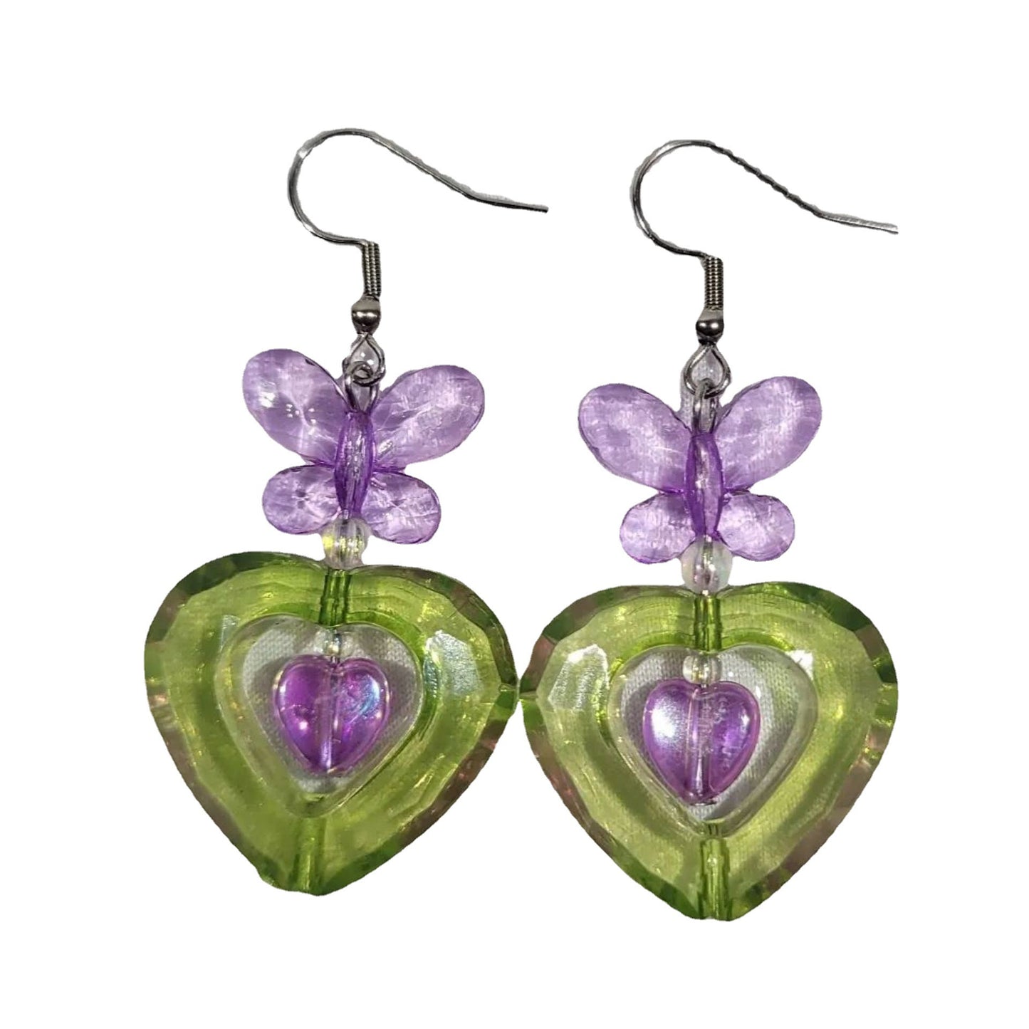 Resin Heart Butterfly Girl Earrings MIC-YuX008