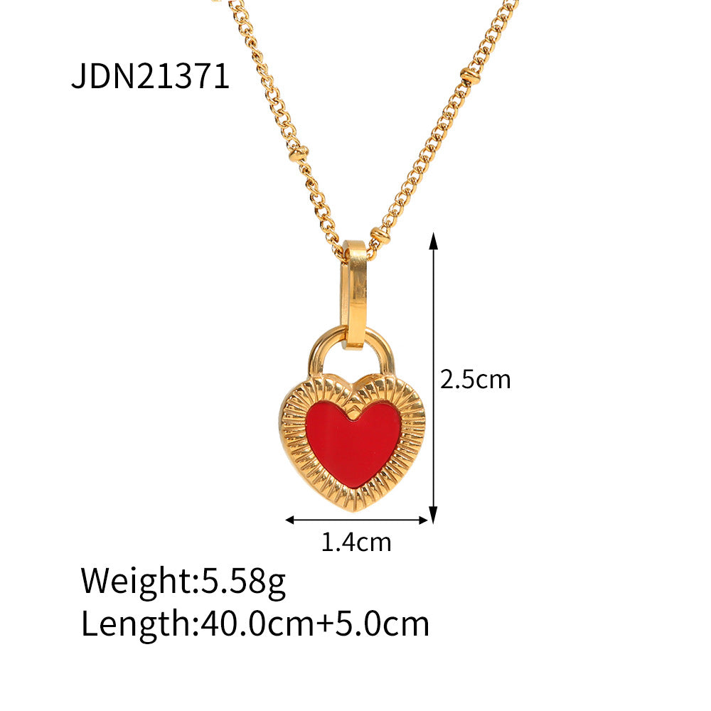 Stainless steel gold-plated double-sided heart necklace MYA-JieD017