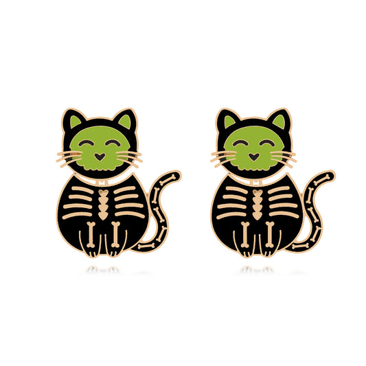 Alloy Halloween kitten earrings MIC-ManY076