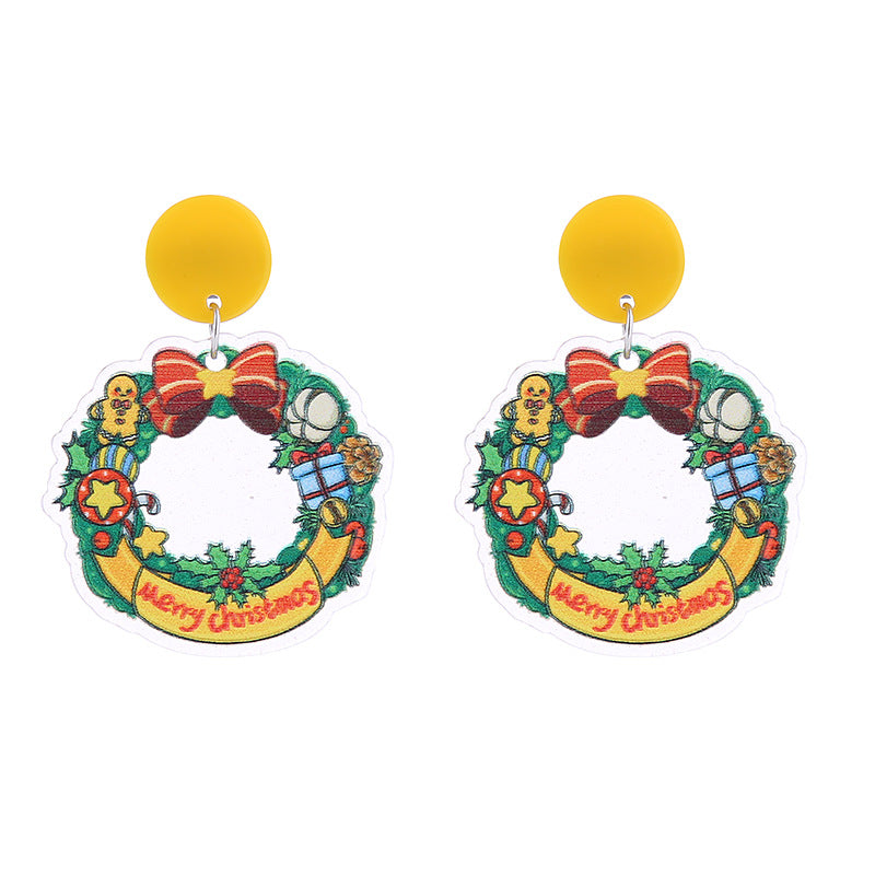 Acrylic Santa Claus Snowflake Earrings (Minimo de Compra 2) MIC-ChouT042