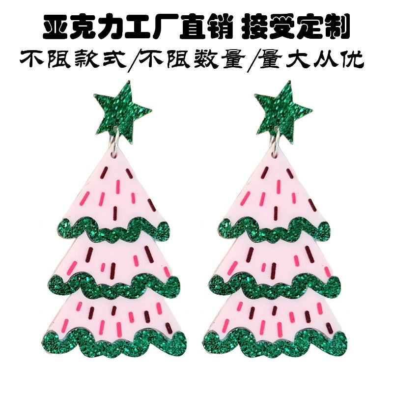 Acrylic Christmas tree earrings MIC-XueP184