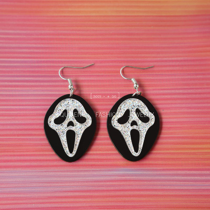 Acrylic Halloween Death Shining Powder Earrings (Minimo de Compra 3) MIC-OuG075