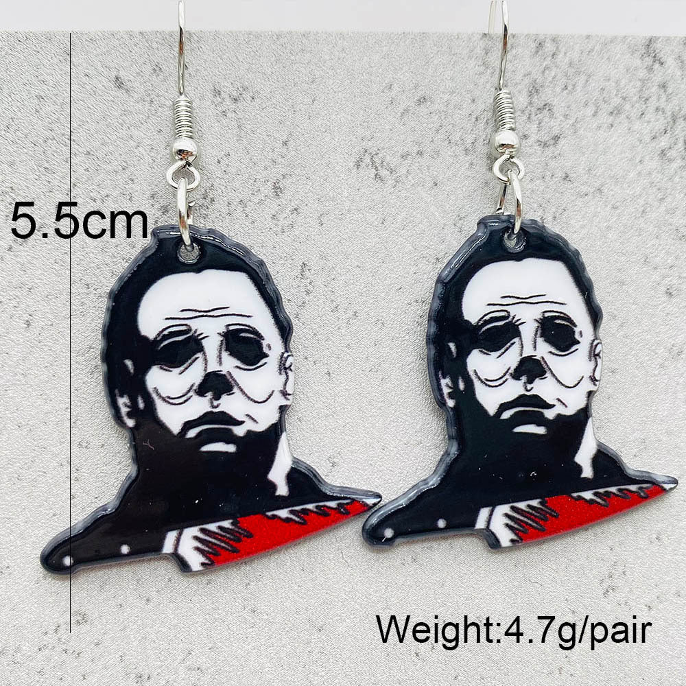 Acrylic Halloween Scary Skull Earrings (Minimo de Compra 2) MIC-ChenY025