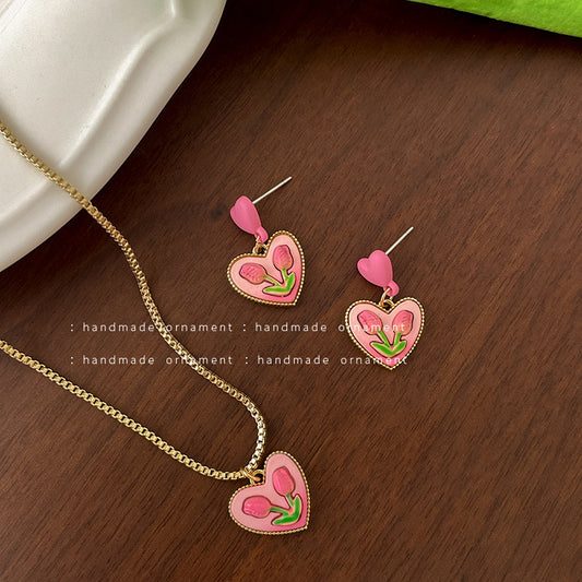 Resin Pink Tulip Earrings (Minimo de compra 2) MIC-TQL016