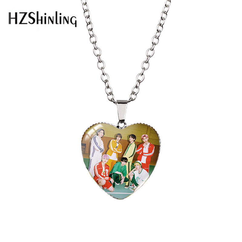 Alloy Time Gem Heart Necklace MIC-XiangL038