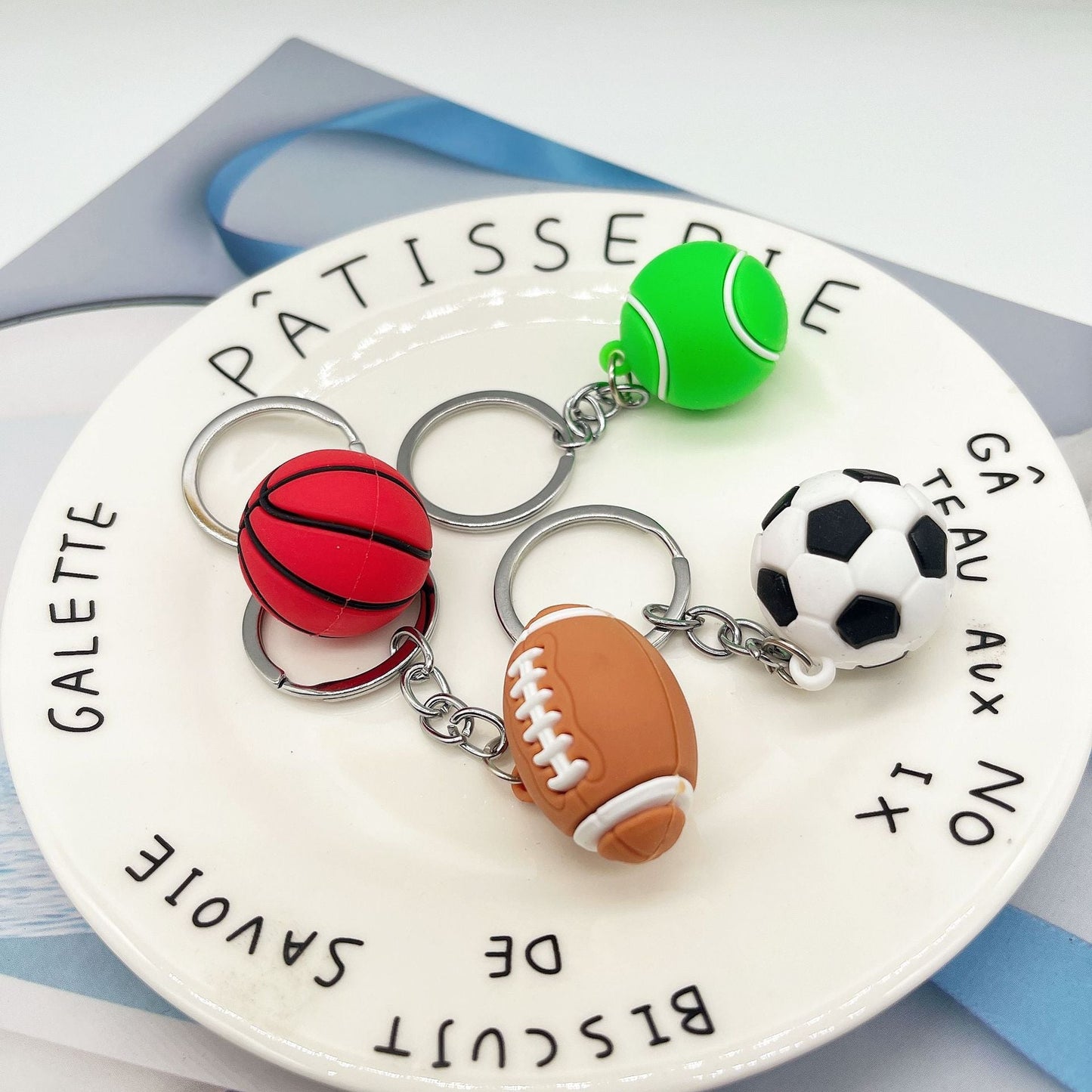 Keychains For Backpacks PVC Football keychain Basketball Tennis Rugby Minimo de compra 5 MIC-YY020