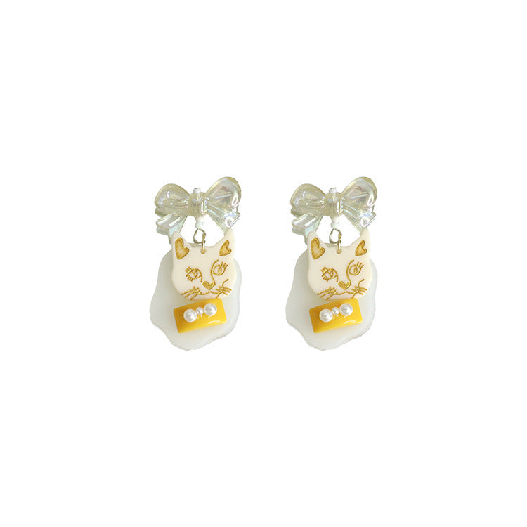 Acrylic Yellow Cat Earrings MIC-QingJ027