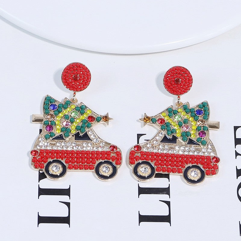 Alloy Christmas Tree Bell Earrings (Minimo de Compra 2) MIC-DWKM005