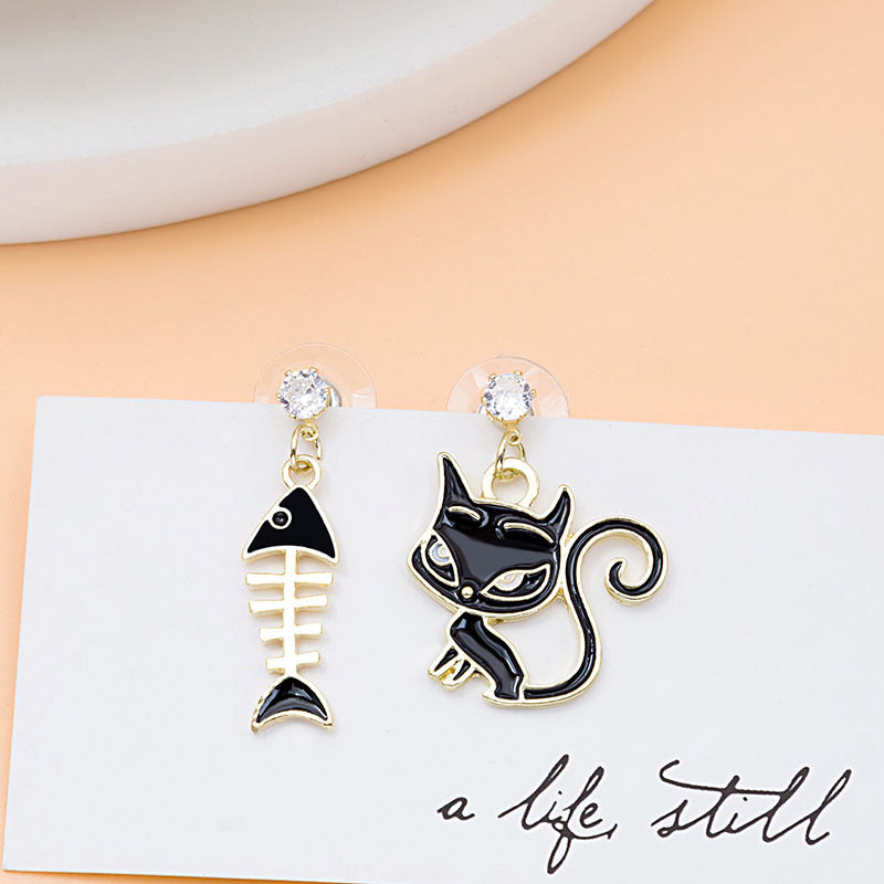 Alloy Asymmetric Cat Fish Bone Earrings MIC-MDD014