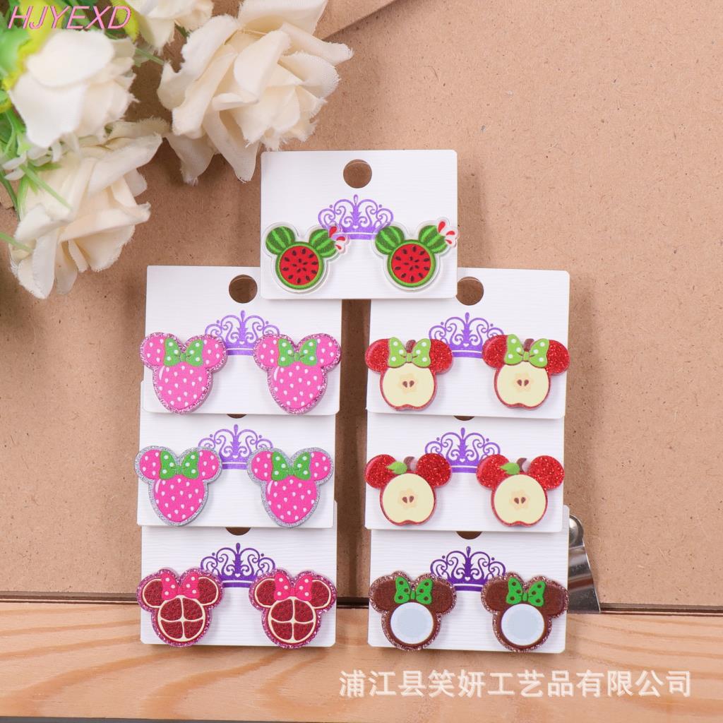 Acrylic Pink Mouse Earrings （Minimo de compra 5） MIC-XiaoY015