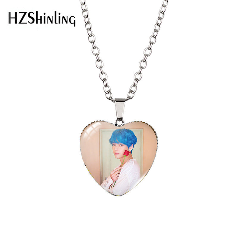 Alloy Time Gem Heart Necklace MIC-XiangL039