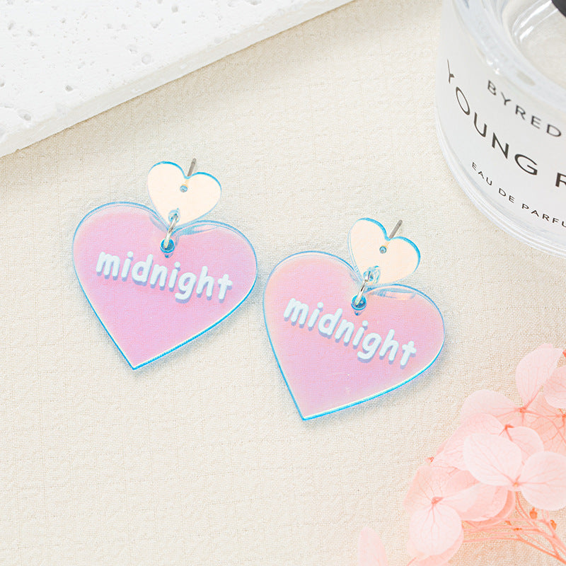 Alloy laser heart-shaped earrings MIC-JiaY021