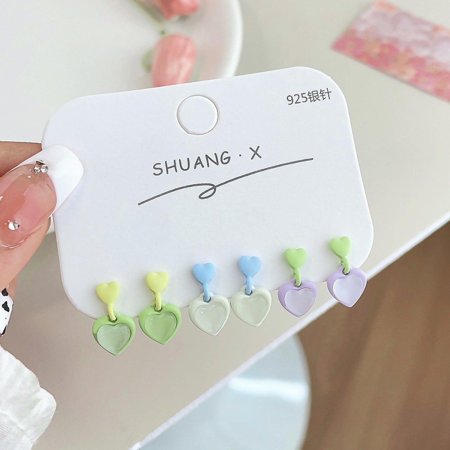 Acrylic Love Cat Eye Stone Earrings (Minimo de Compra 2) MIC-ShuangX021