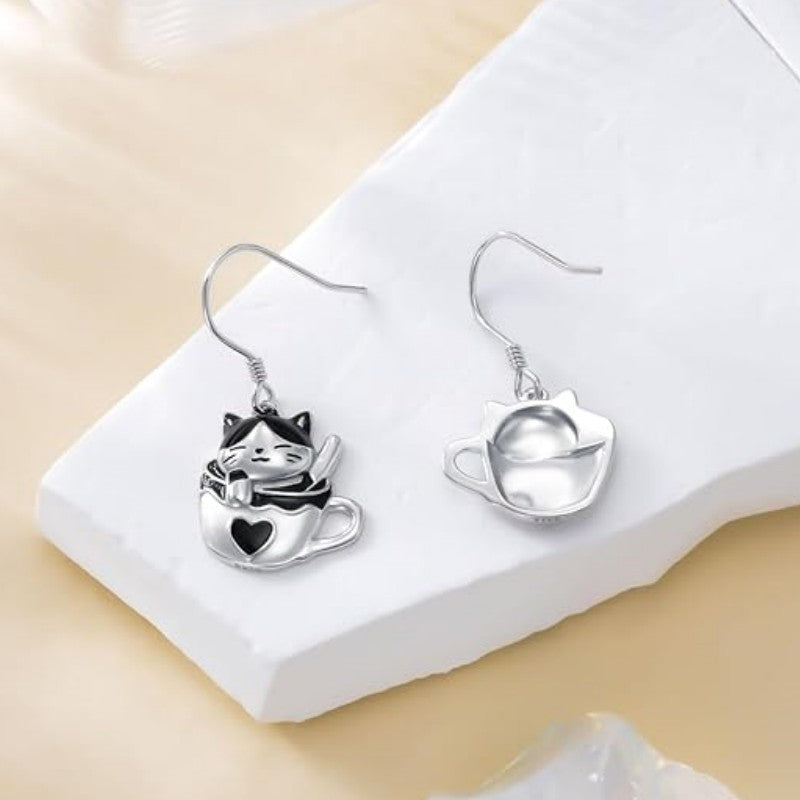 Alloy Love Black and White Cat Earrings (Minimo de compra 10) MIC-ZhuY002