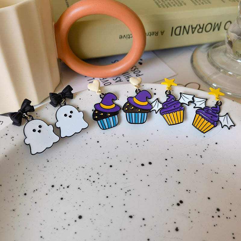 Alloy Halloween Ghost Earrings (Minimo de Compra 5) MIC-JiuY069