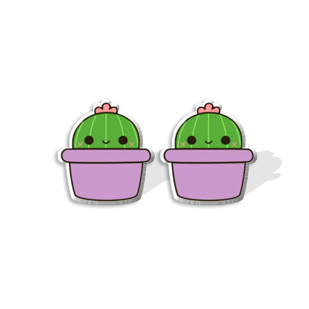 Earrings Resin Cute Succulent Stainless Steel Stud Earrings Minimo de compra 2 XiangL029