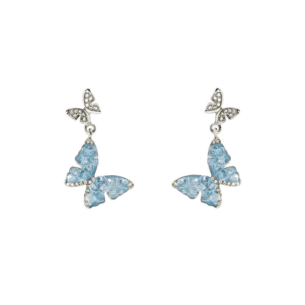 Alloy Fresh Blue Butterfly Earrings MIC-MDD167