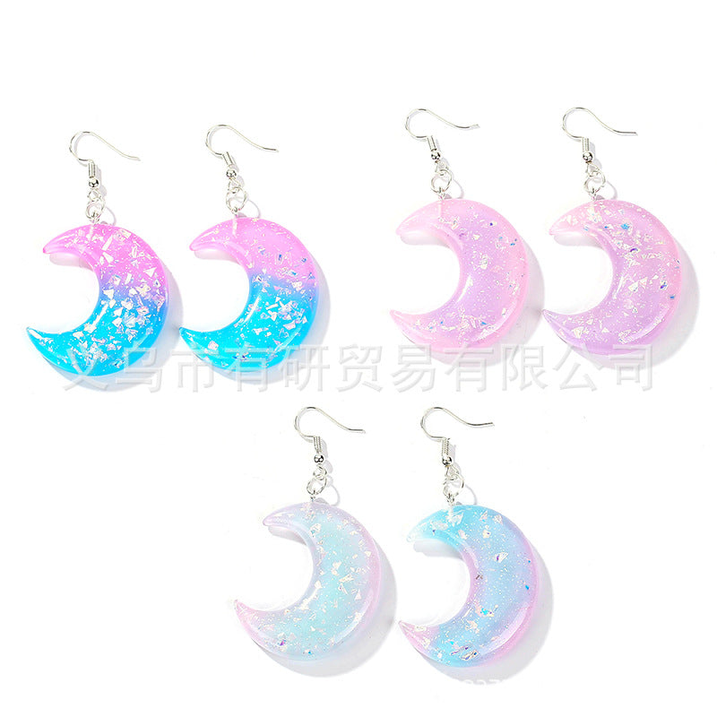 Resin Gradient Moon Earrings (Minimo de Compra 2) MIC-YouY001