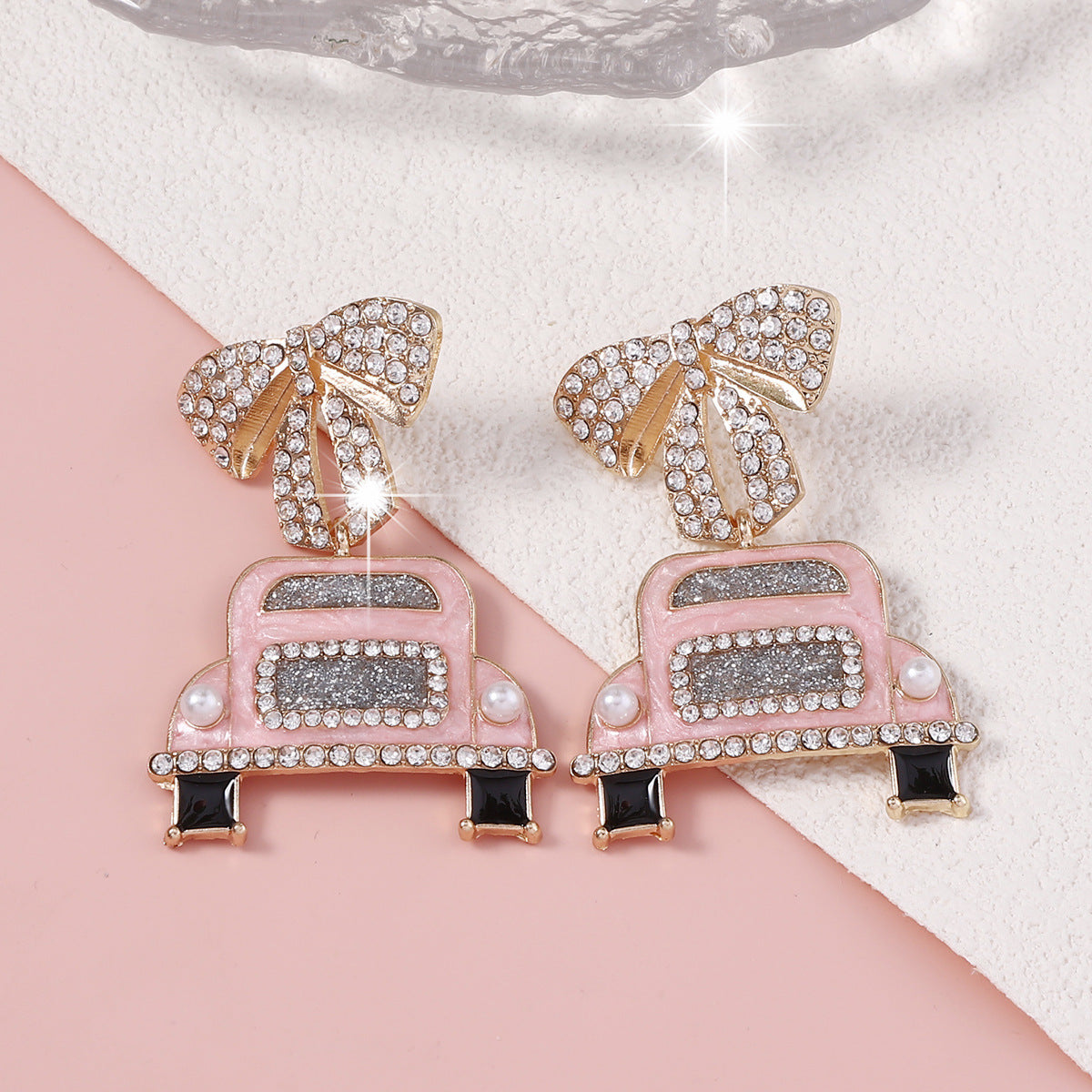 Alloy Full Diamond Fresh Bow Earrings MIC-YueL021